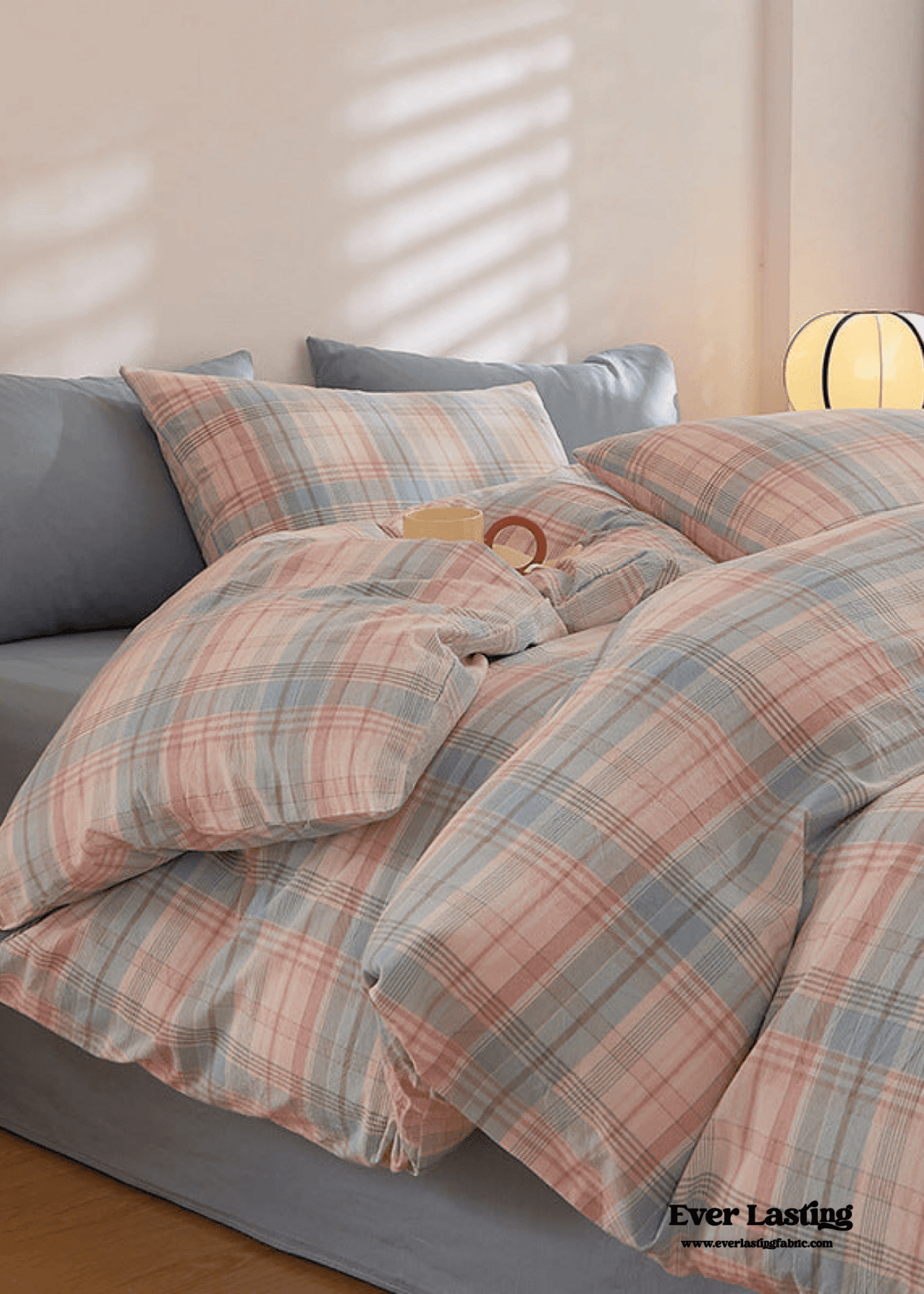 Fresh Plaid Washed Cotton Bedding Set