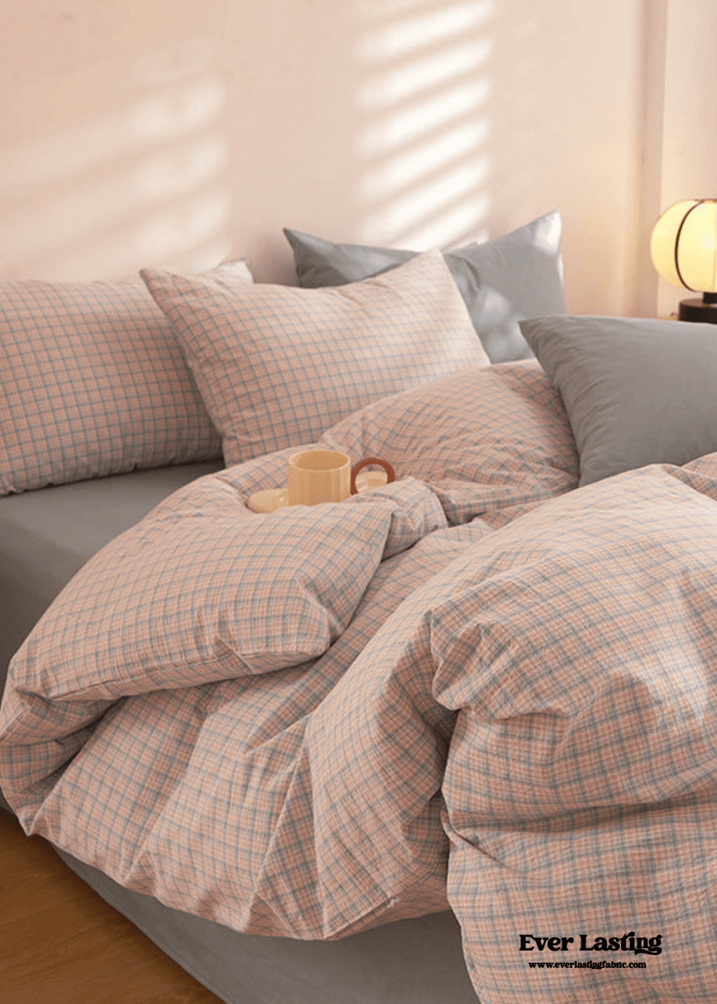 Fresh Plaid Washed Cotton Bedding Set