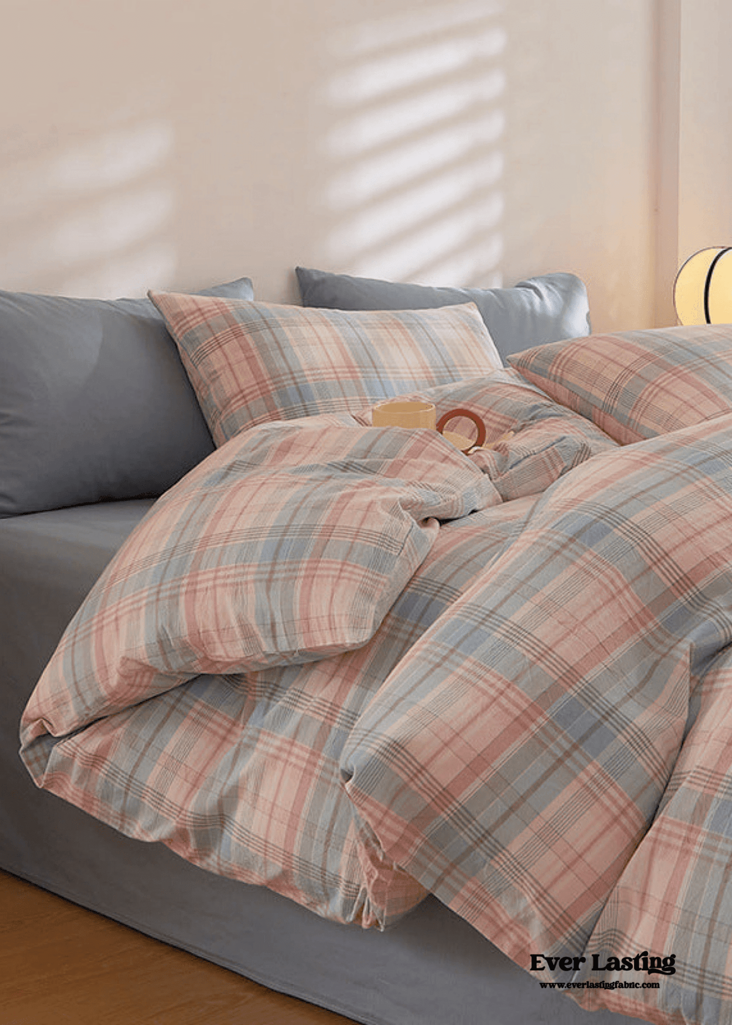 Fresh Plaid Washed Cotton Bedding Set