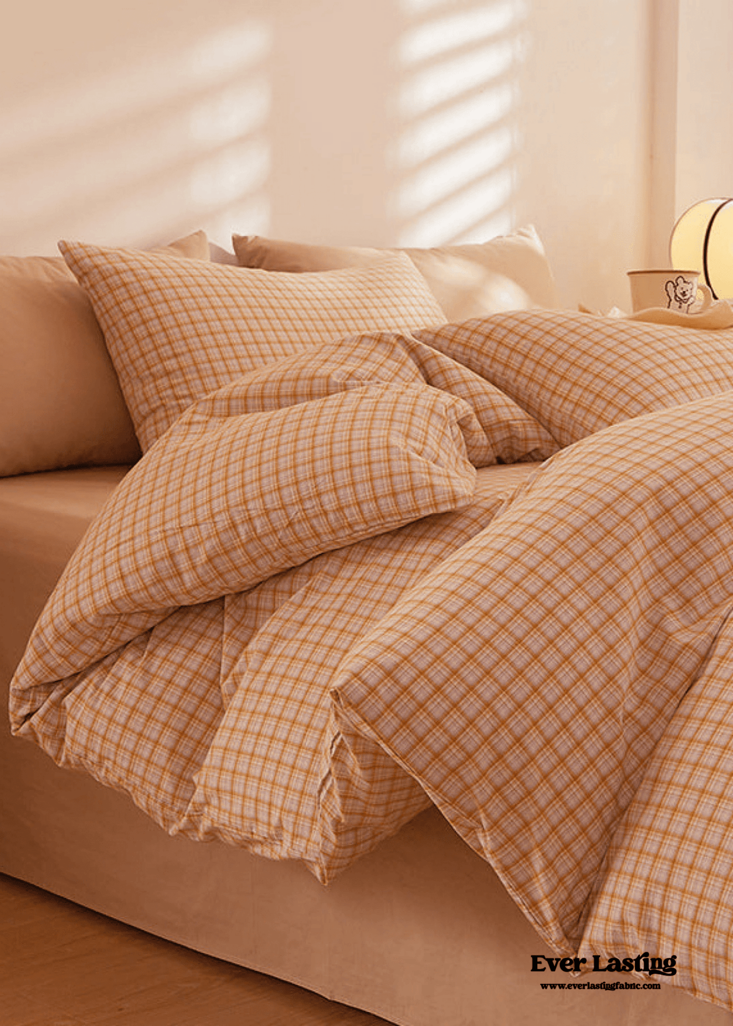 Fresh Plaid Washed Cotton Bedding Set