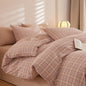 Fresh Plaid Washed Cotton Bedding Set