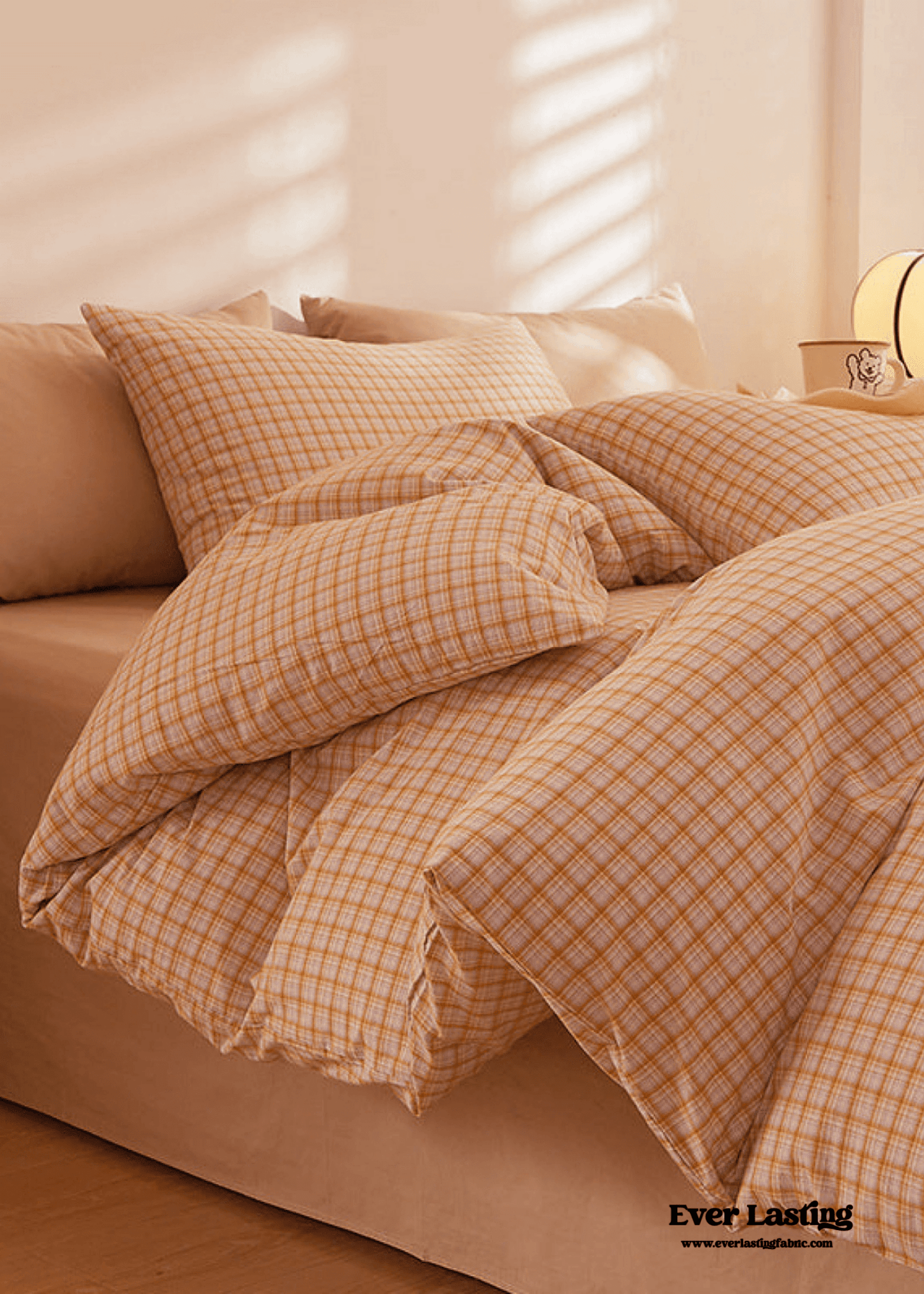 Fresh Plaid Washed Cotton Bedding Set