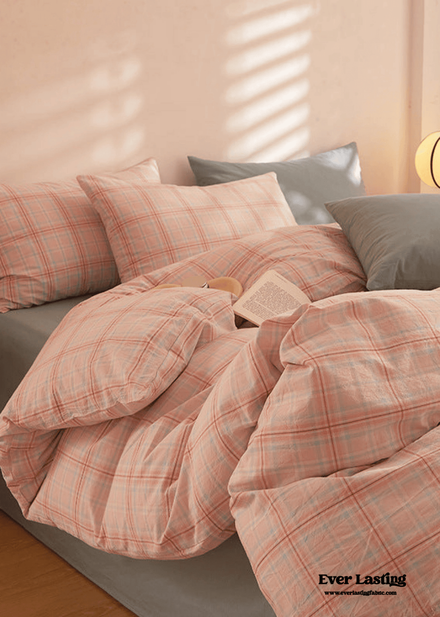 Fresh Plaid Washed Cotton Bedding Set