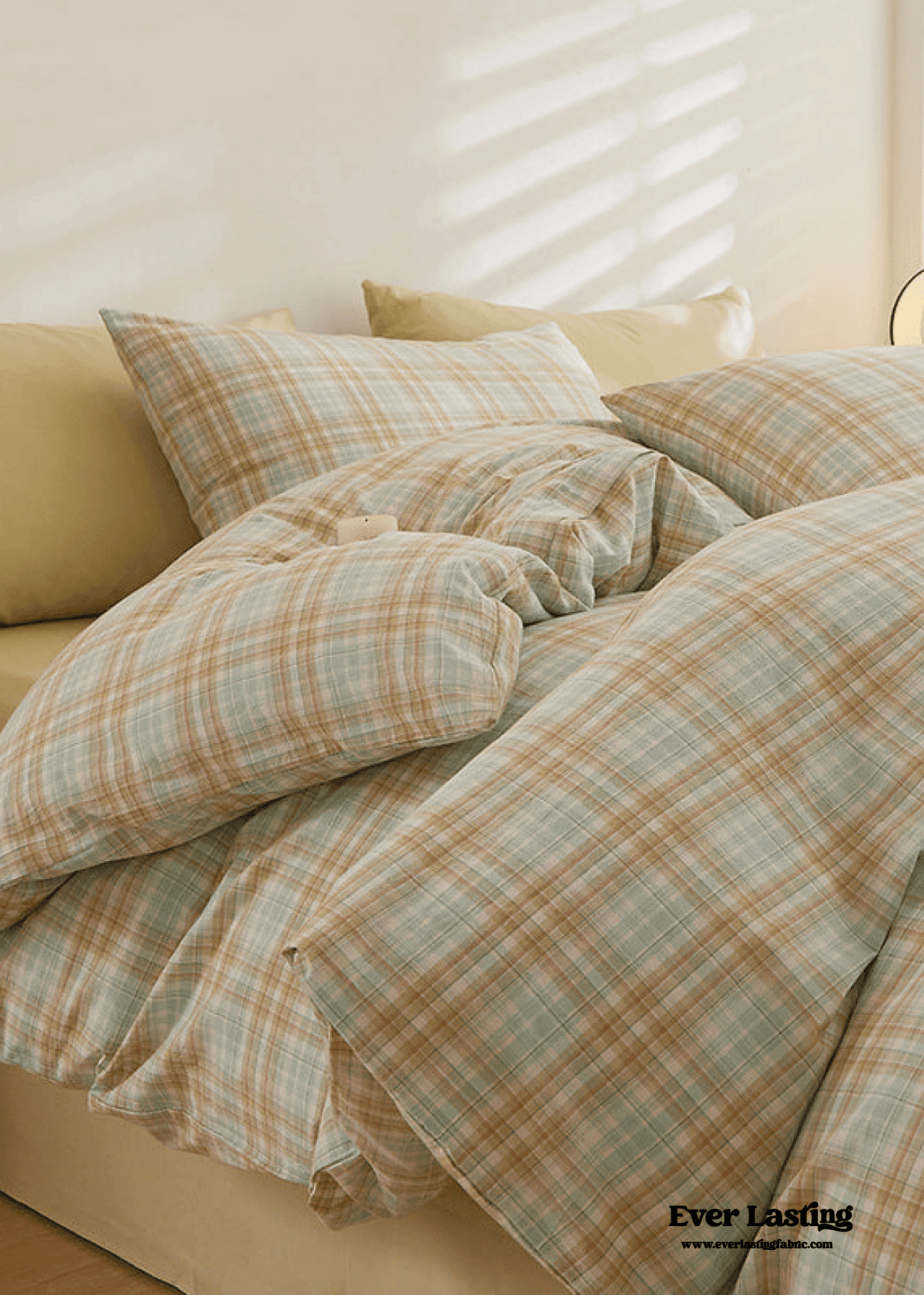 Fresh Plaid Washed Cotton Bedding Set