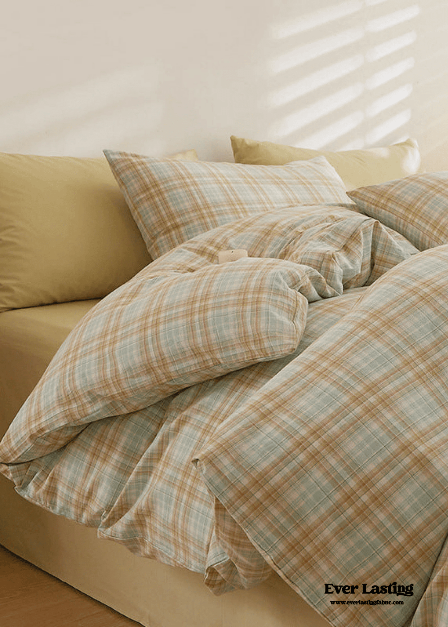 Fresh Plaid Washed Cotton Bedding Set