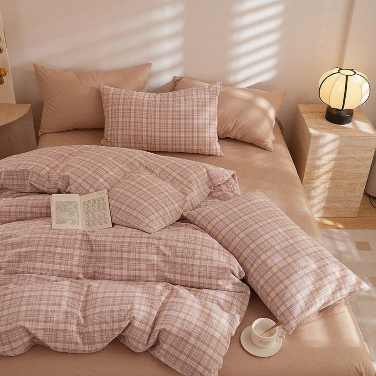 Fresh Plaid Washed Cotton Duvet Cover