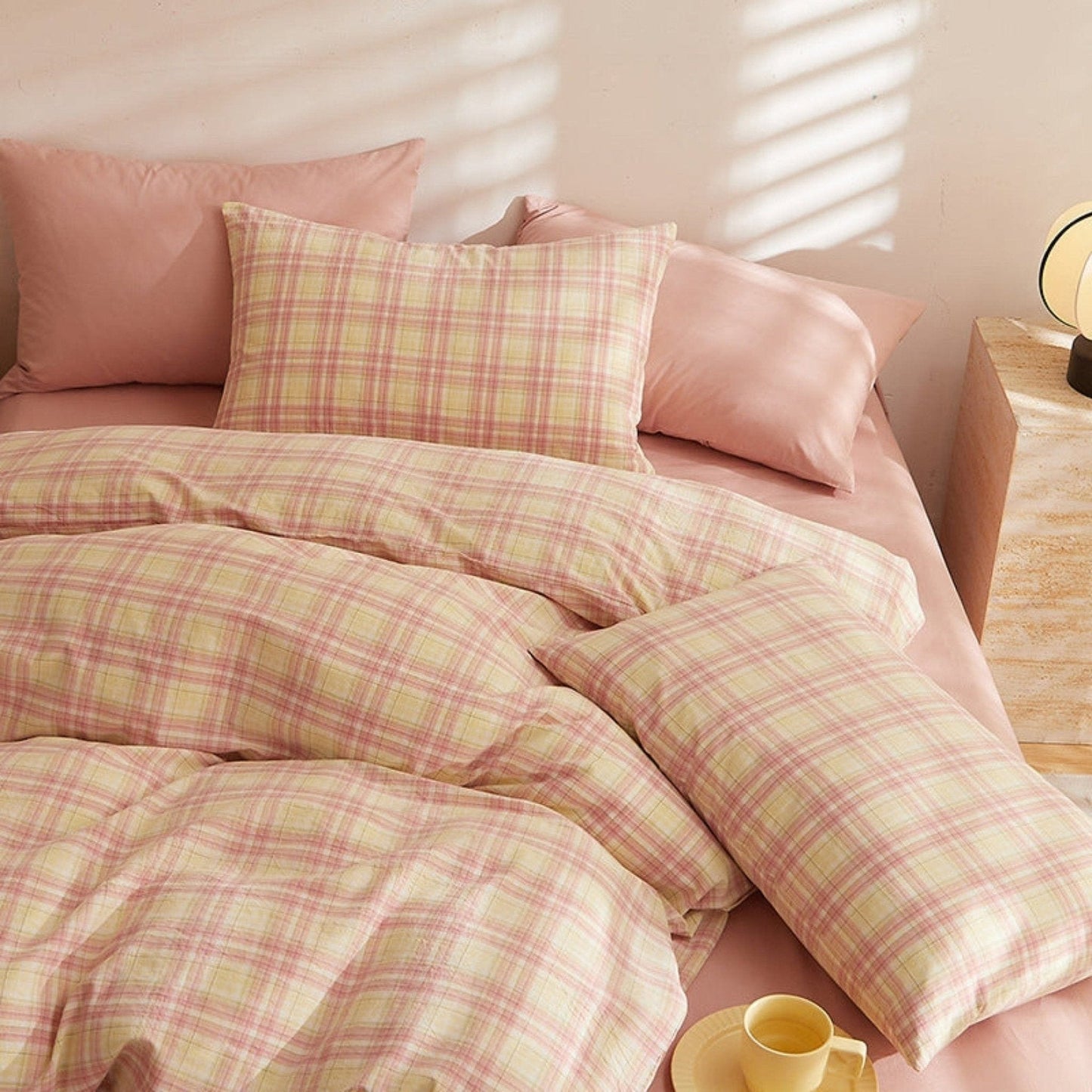 Fresh Plaid Washed Cotton Duvet Cover