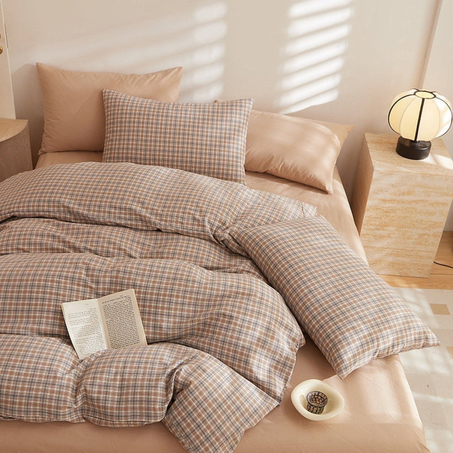 Fresh Plaid Washed Cotton Duvet Cover