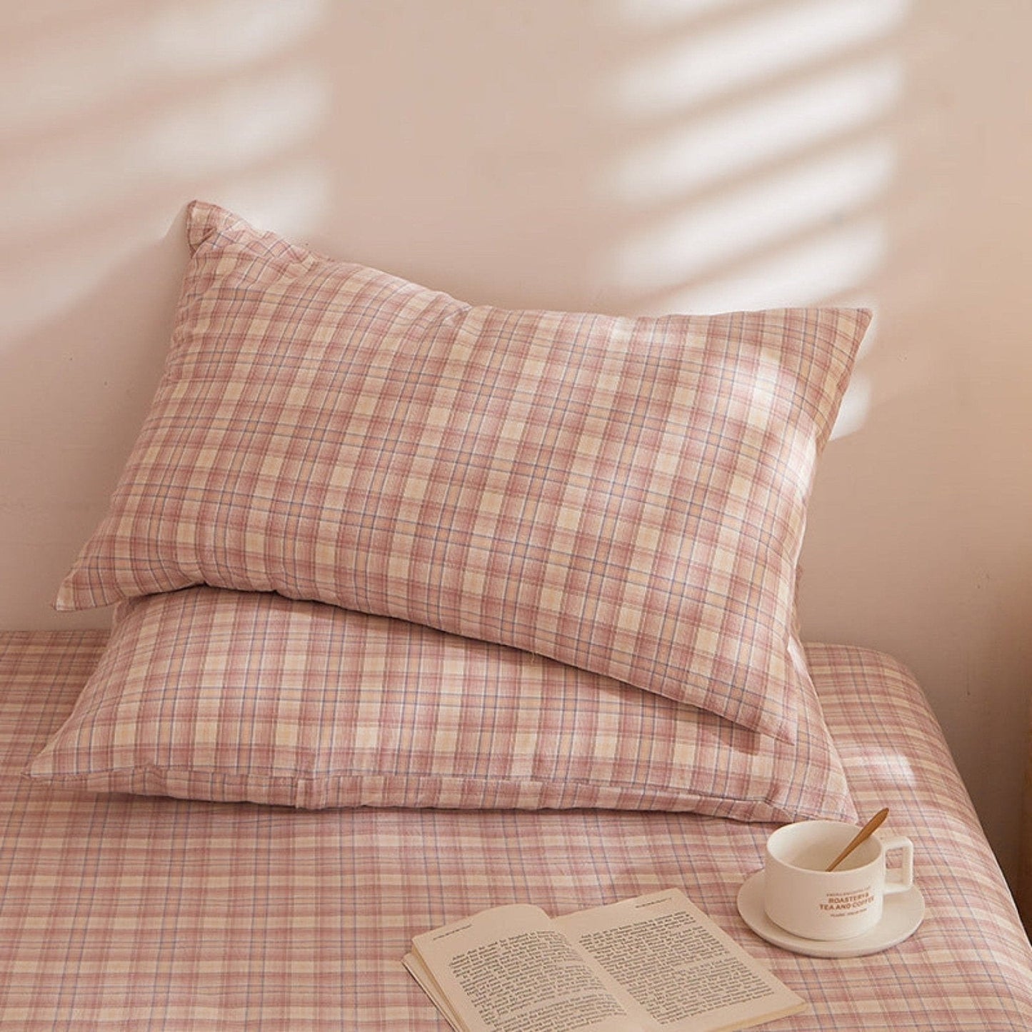 Fresh Plaid Washed Cotton Pillowcases