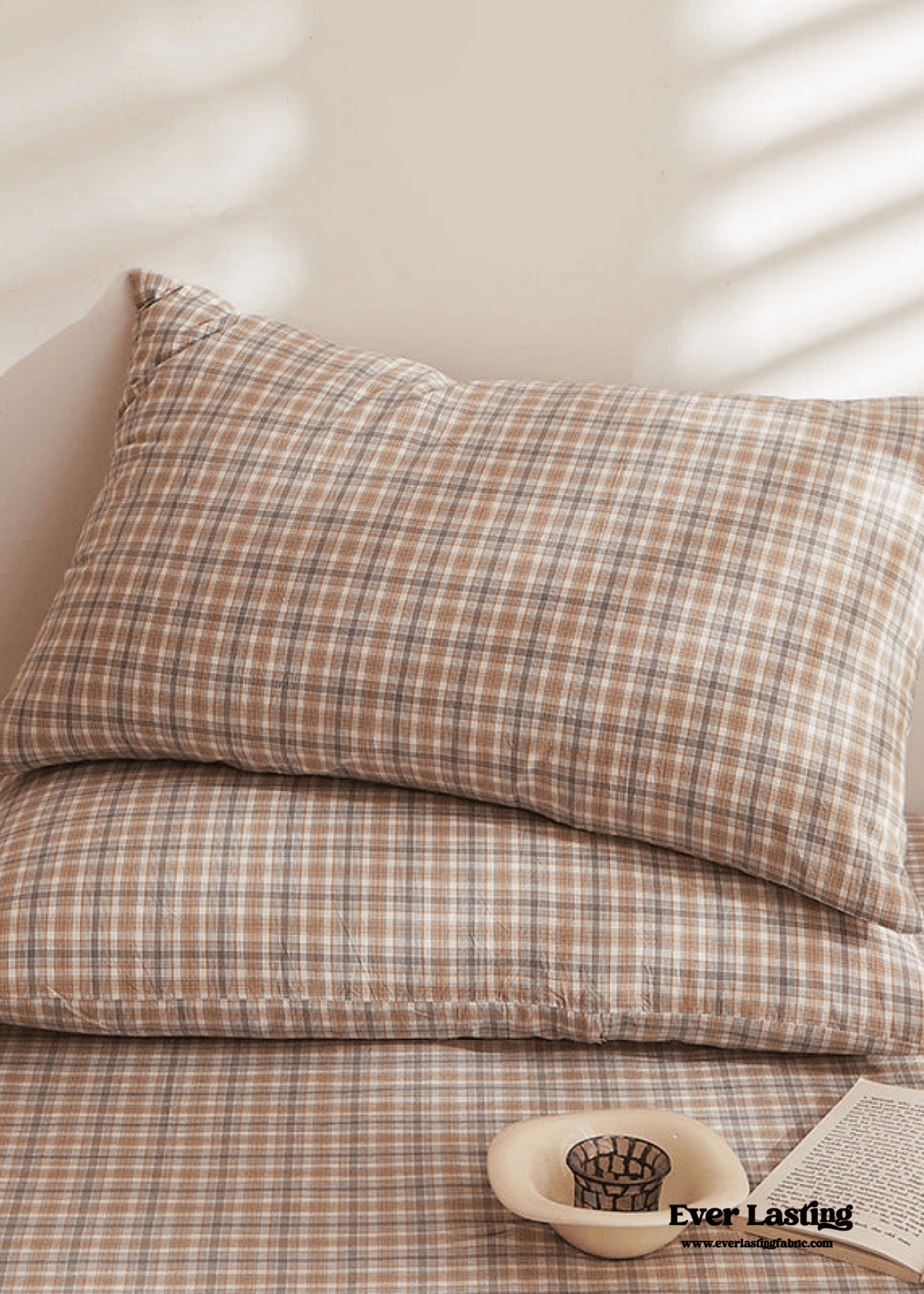 Fresh Plaid Washed Cotton Pillowcases