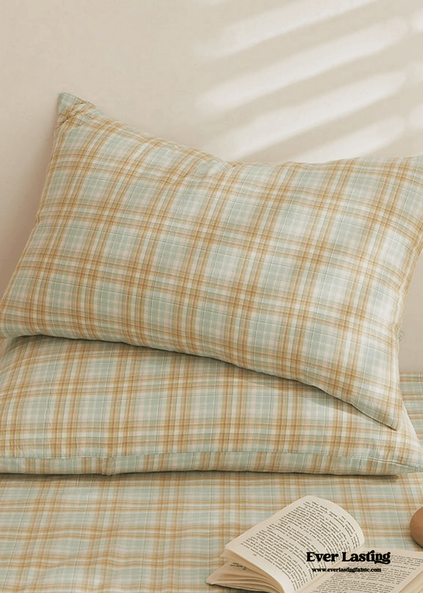 Fresh Plaid Washed Cotton Pillowcases