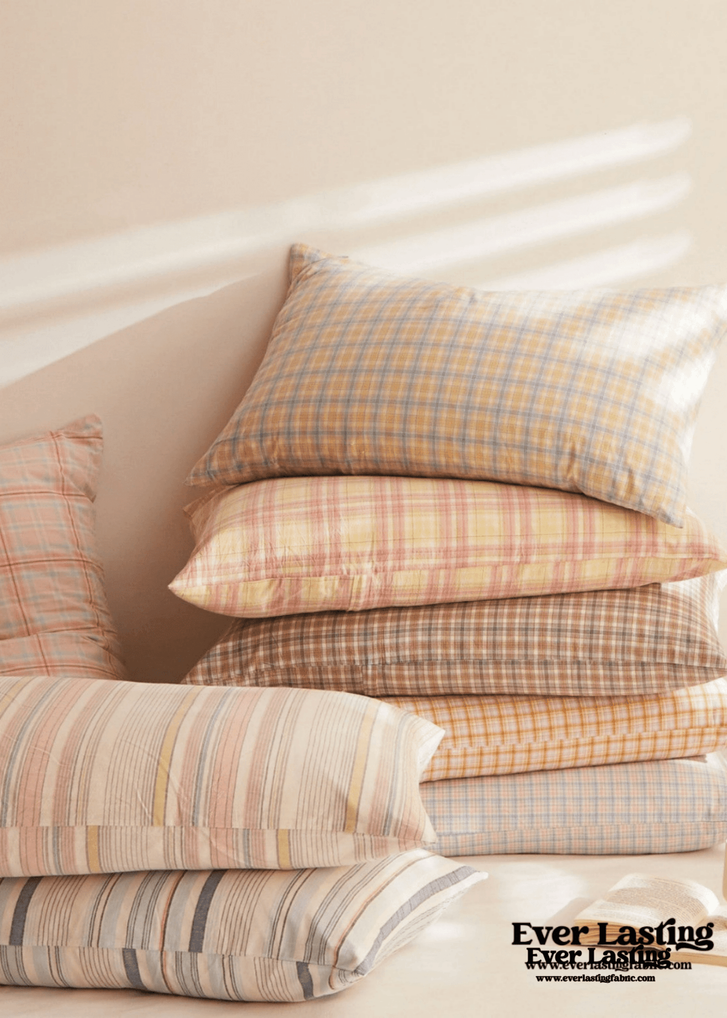 Fresh Plaid Washed Cotton Pillowcases