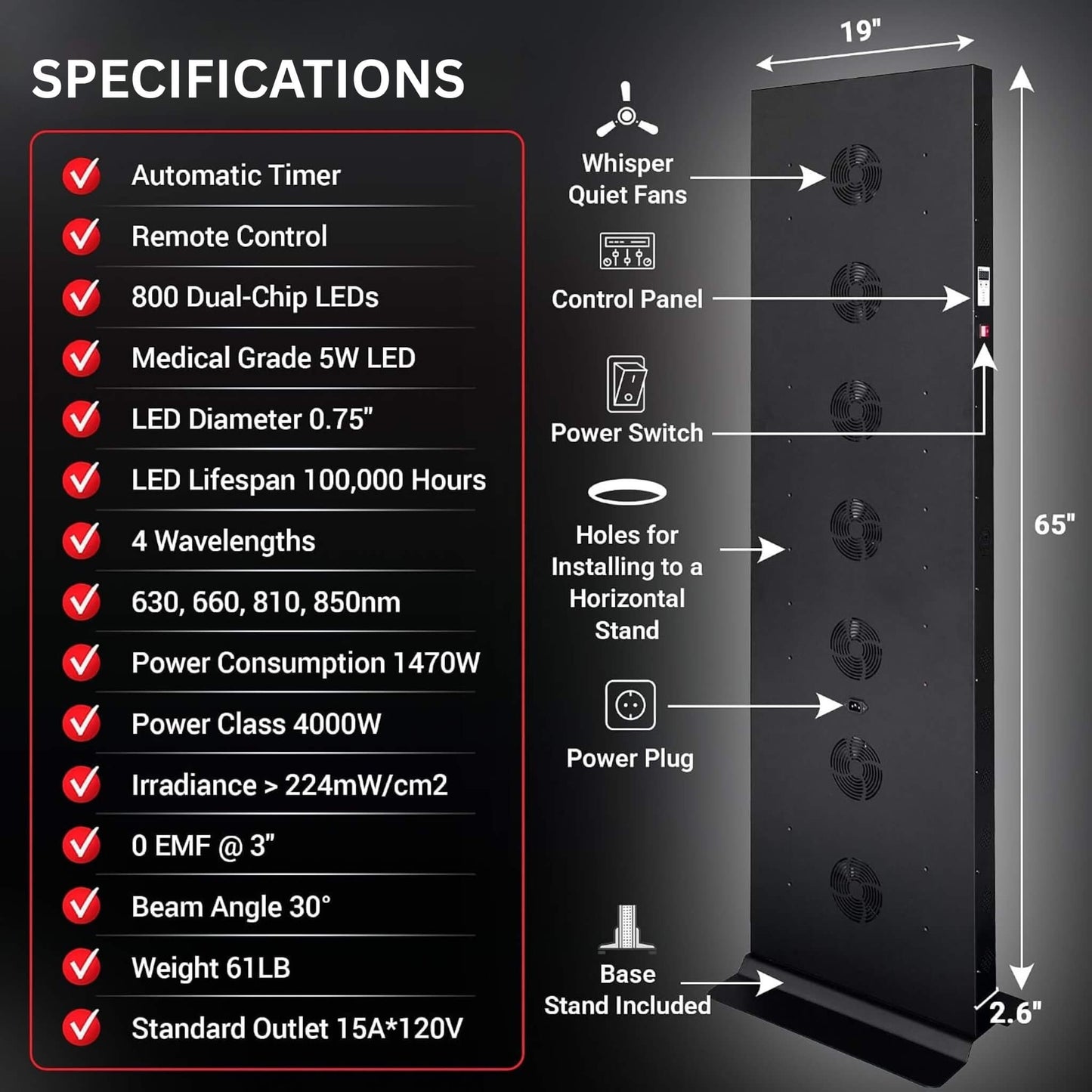 Full-Body Dual-Chip Clinical-Grade Red Light Therapy Panel (SAK63480)