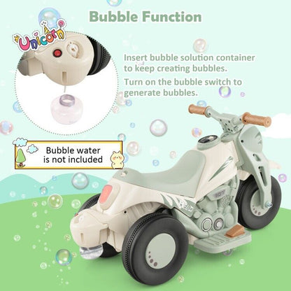Fun and Exciting Electric Ride-On Motorcycle for Kids with Bubble Maker and Music - 6V Battery and Durable PP Wheels