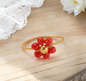 Stainless Steel Colorful Beaded Flower Ring