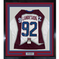 Framed Autographed/Signed Gabriel Landeskog 35x39 White Colorado Hockey Jersey JSA COA