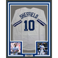 Framed Autographed/Signed Gary Sheffield 35x39 Los Angeles LA White Baseball Jersey PSA/DNA COA