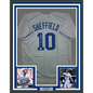 Framed Autographed/Signed Gary Sheffield 35x39 Los Angeles LA Grey Baseball Jersey JSA COA