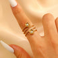Stainless Steel Zircon Line Ring