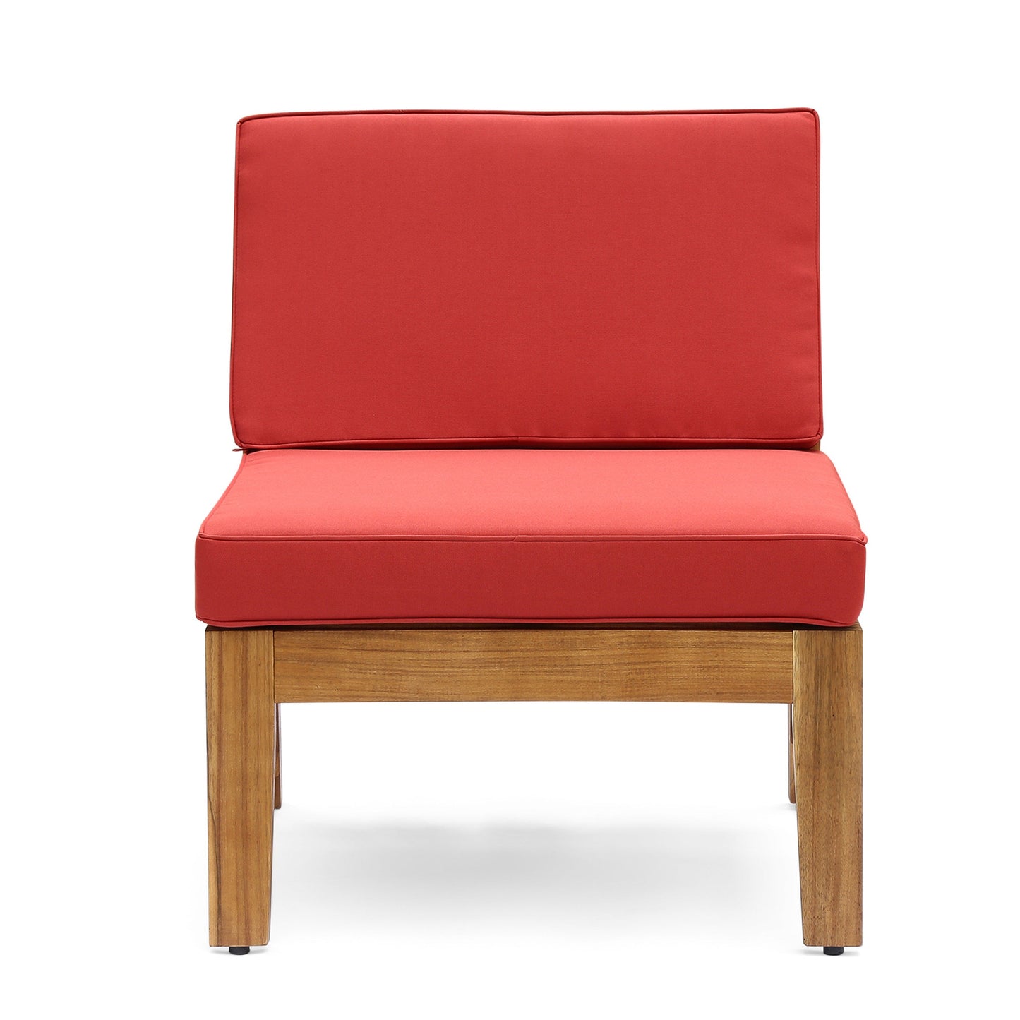 Grenada 8 Seater Acacia Wood Sectional Sofa Set, Teak + Red