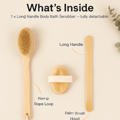 Bath Brush with Long Handle and Detachable Scrubber
