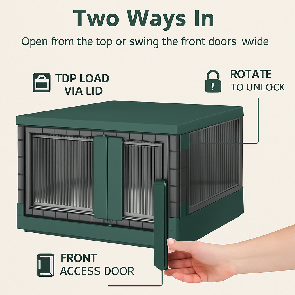 Foldable Storage Bins with Lid, Stackable Closet Organizer