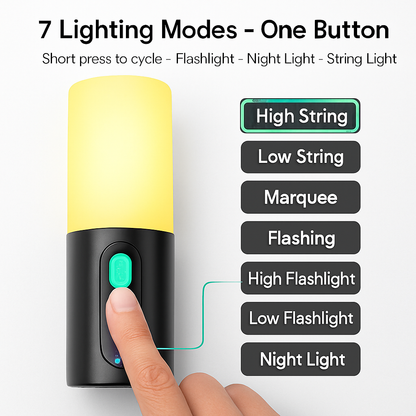 4-in-1 Camping String Light for Indoor and Outdoor Use