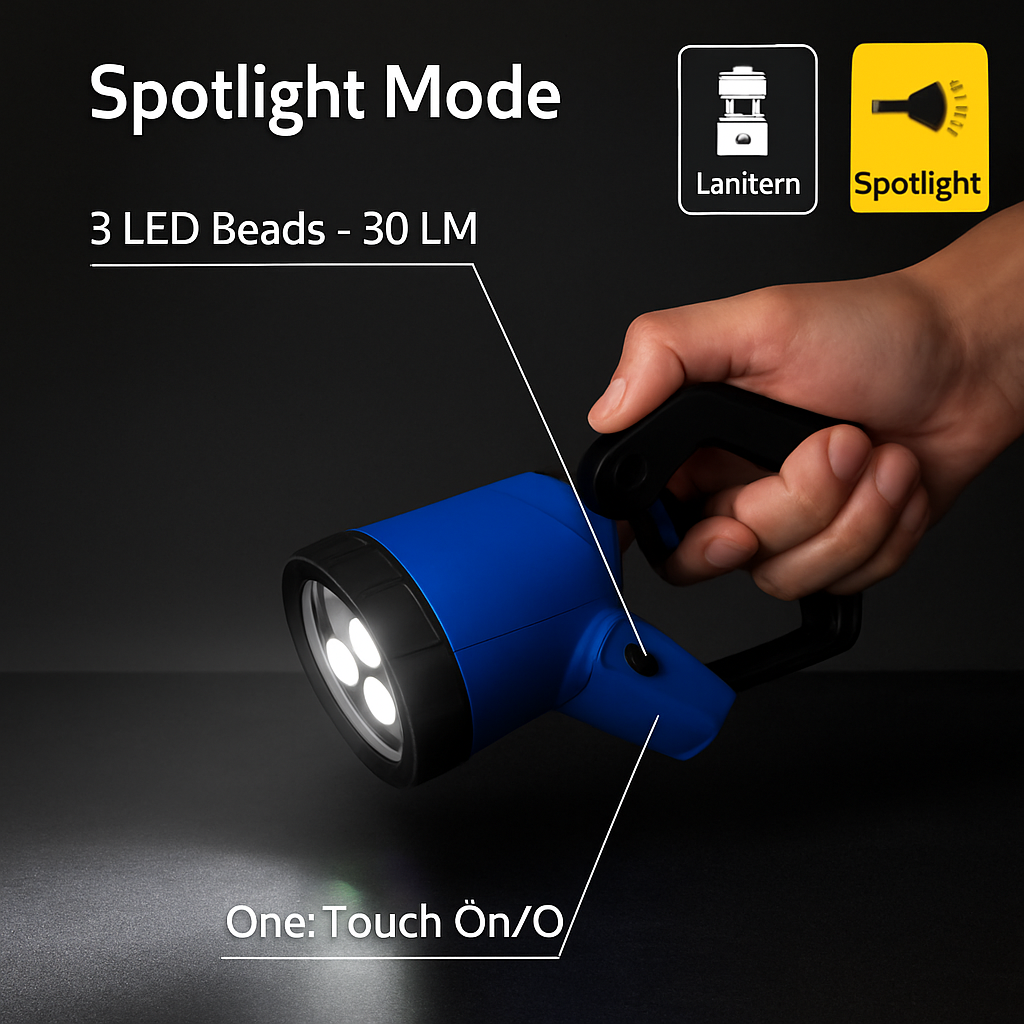 Camping Light Hand Crank Lantern Spotlight Combo