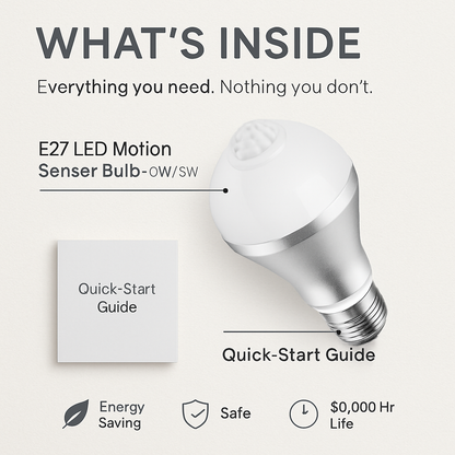 Motion Sensor LED Bulb with Auto On/Off for Hands-Free Use