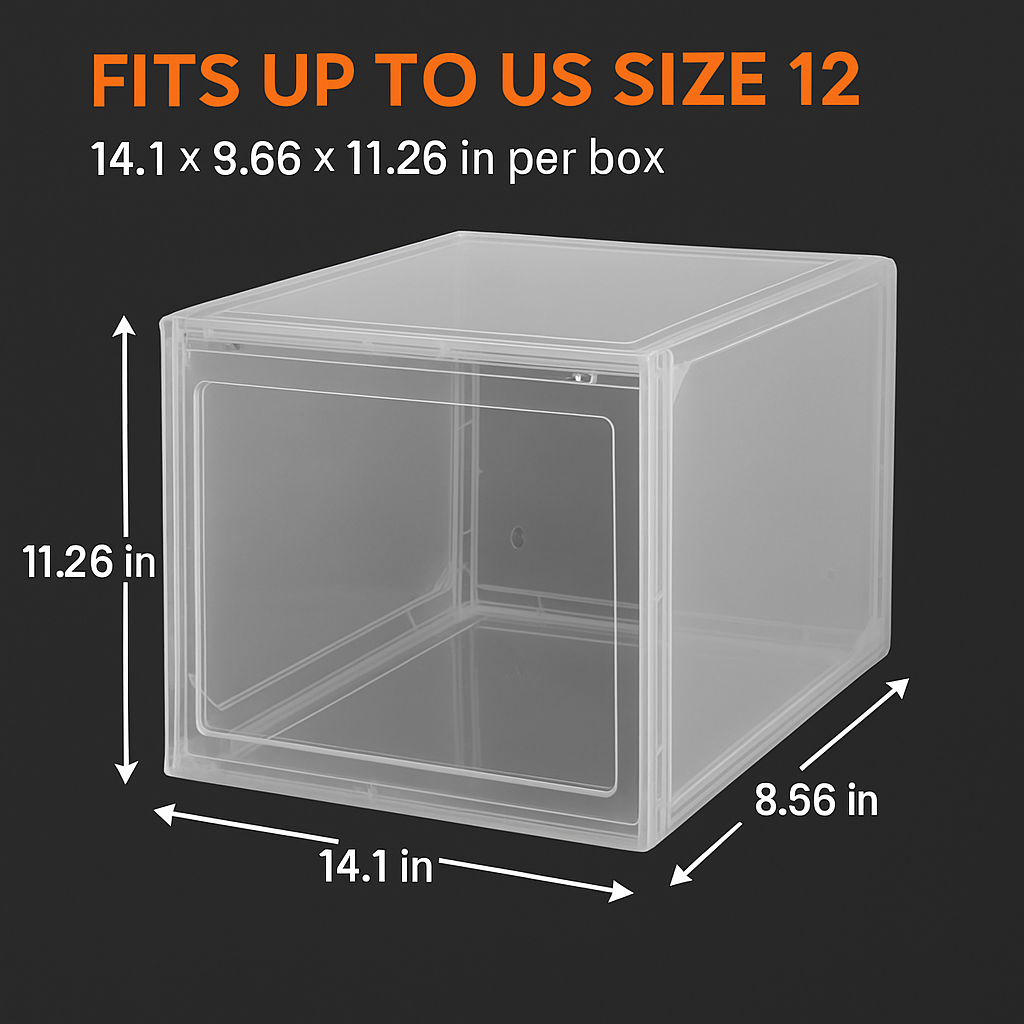 Collapsible Shoe Box Stackable Storage Bin (6-Pack)