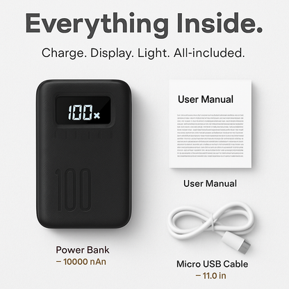 Portable Power Bank with Dual USB Ports and LCD