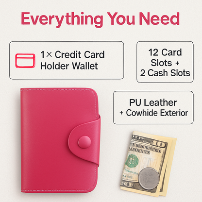 Credit Card Holder Wallet with Snap Closure