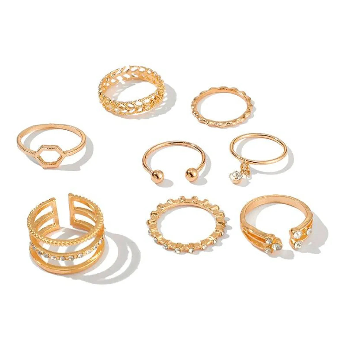 Geometric Patterned Rings Set