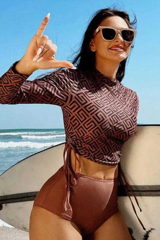 Women's Two-Piece Swimsuit Women's Swimsuit - Geometric Ruched - Comfortable Two-Piece Set