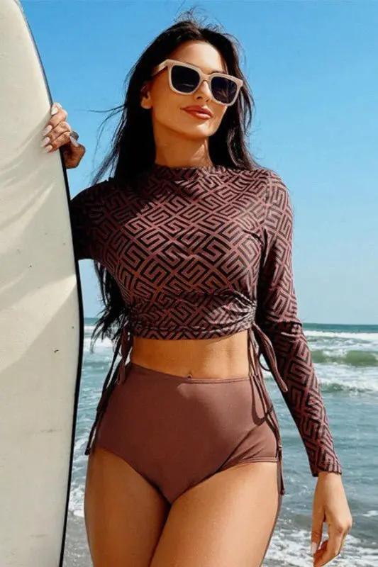 Women's Two-Piece Swimsuit Women's Swimsuit - Geometric Ruched - Comfortable Two-Piece Set