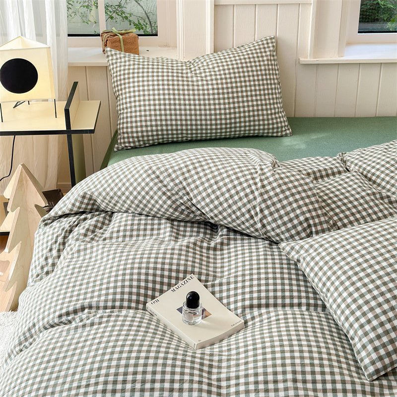 Gingham Bedding Set / Brown