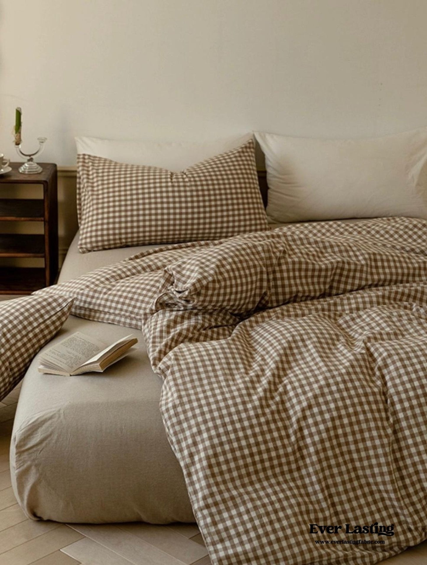 Gingham Bedding Set / Brown