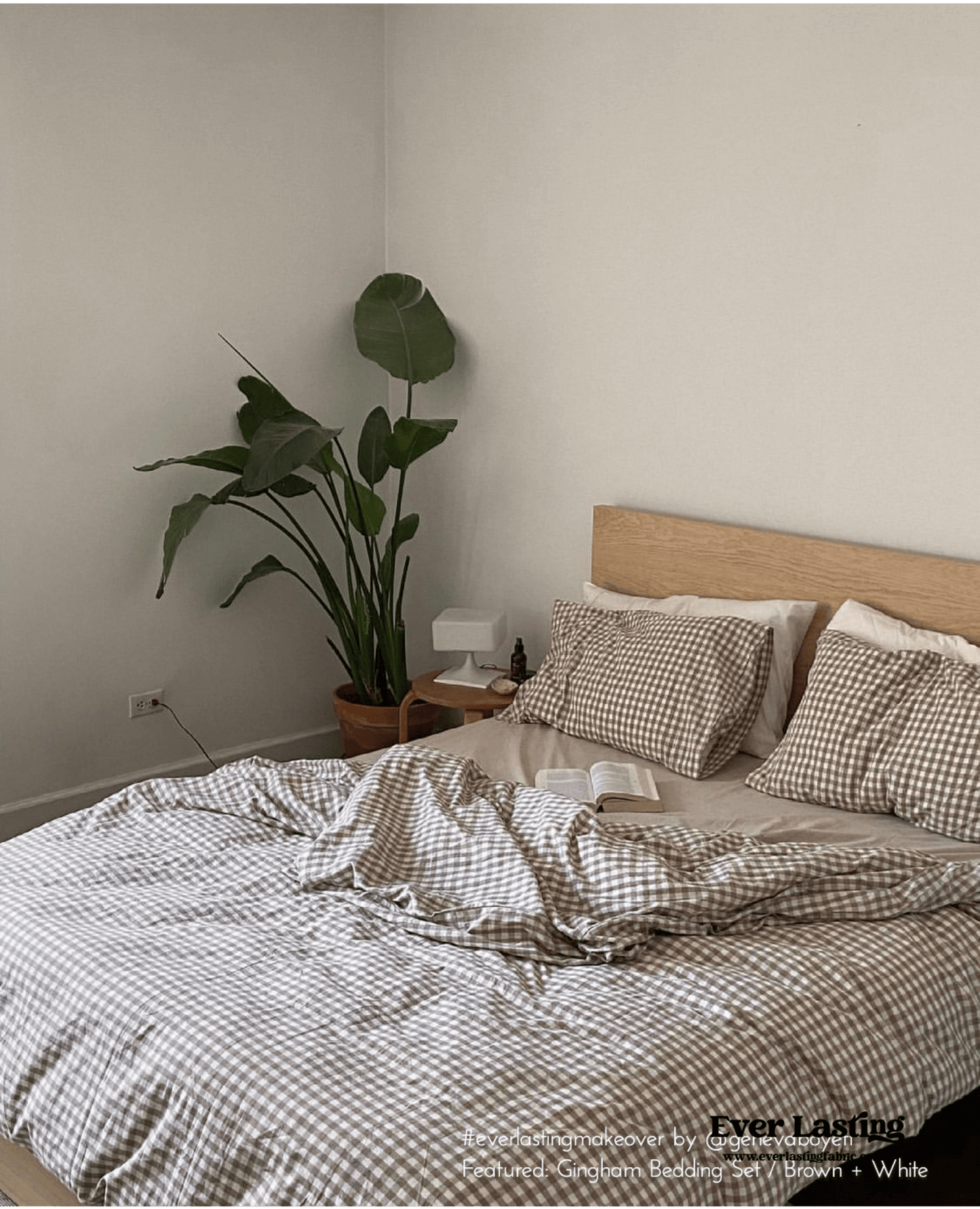 Gingham Bedding Set / Brown