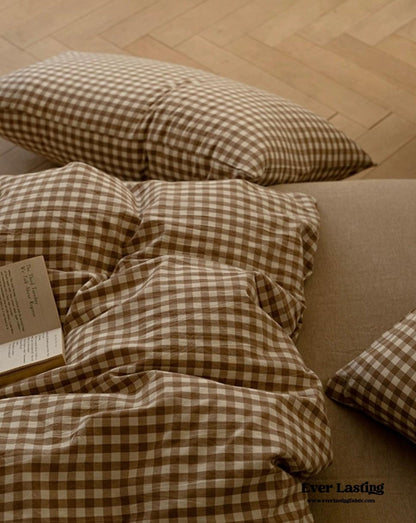 Gingham Bedding Set / Brown