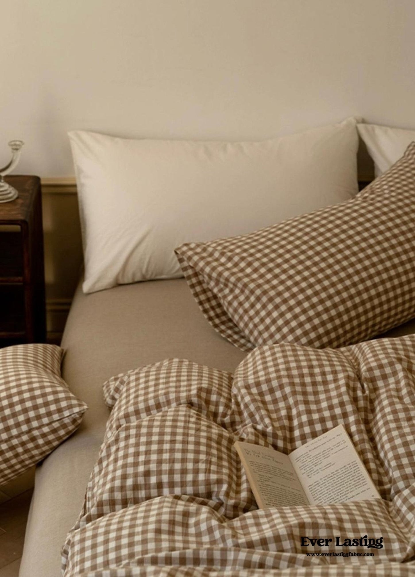 Gingham Bedding Set / Brown