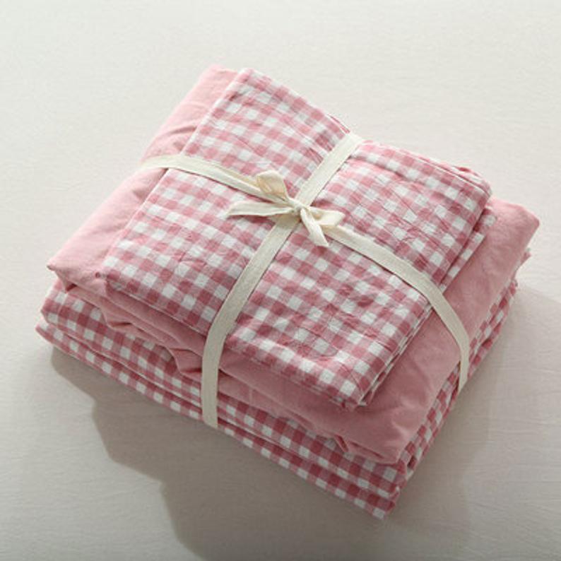 Gingham Bedding Set / Brown