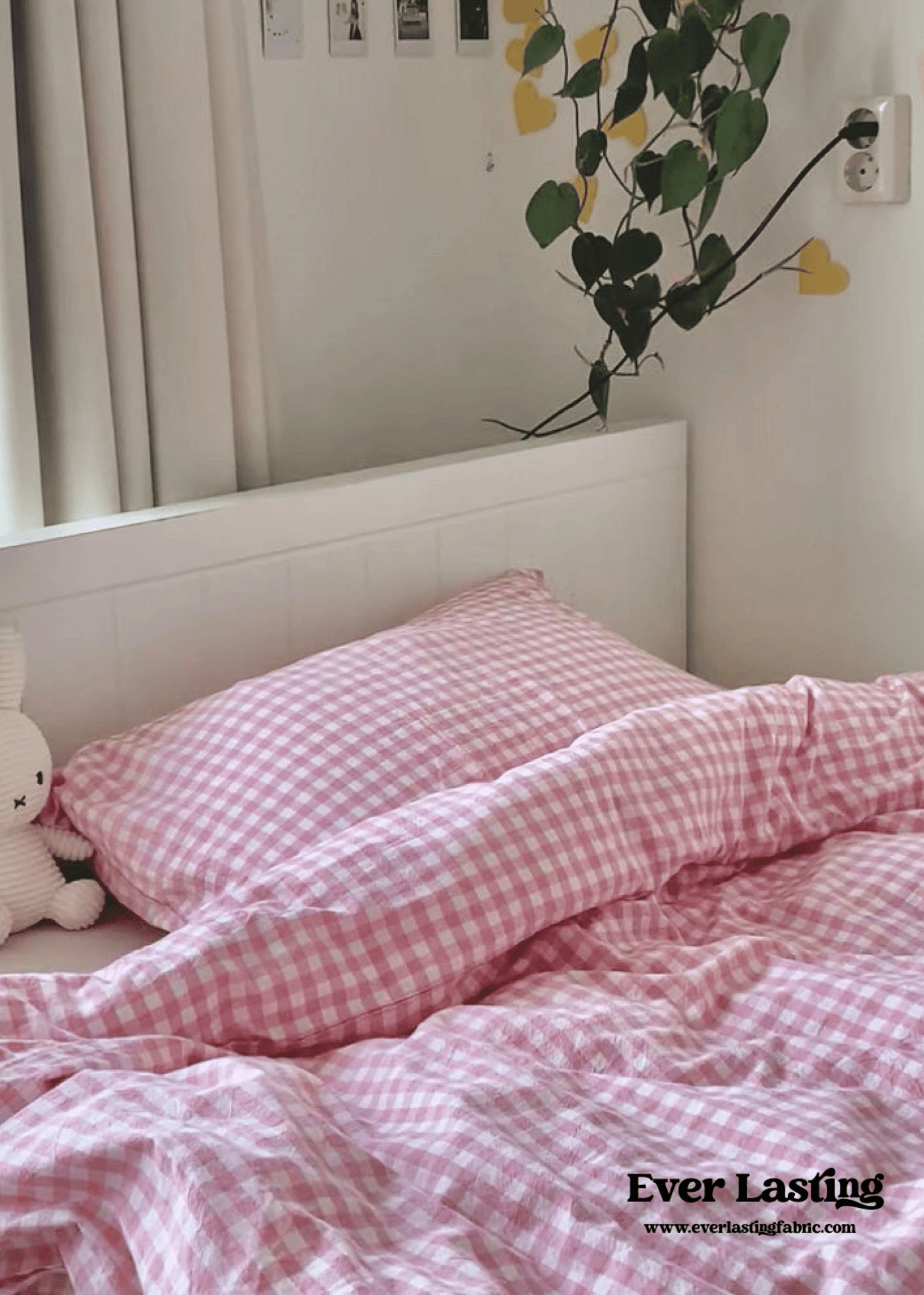 Gingham Bedding Set / Pink