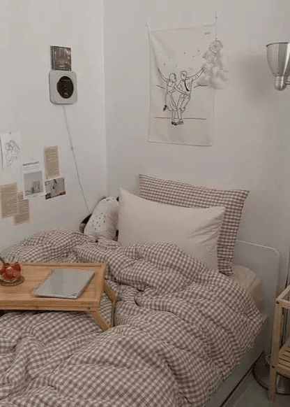 Gingham Bedding Set / Pink