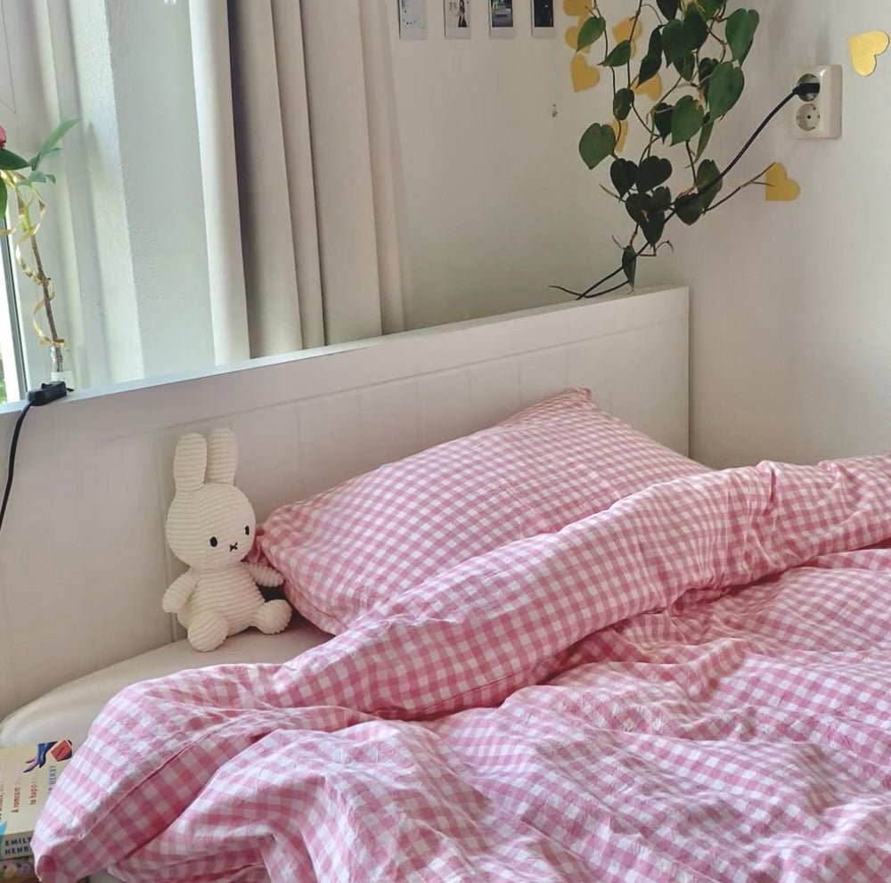 Gingham Bedding Set / Pink