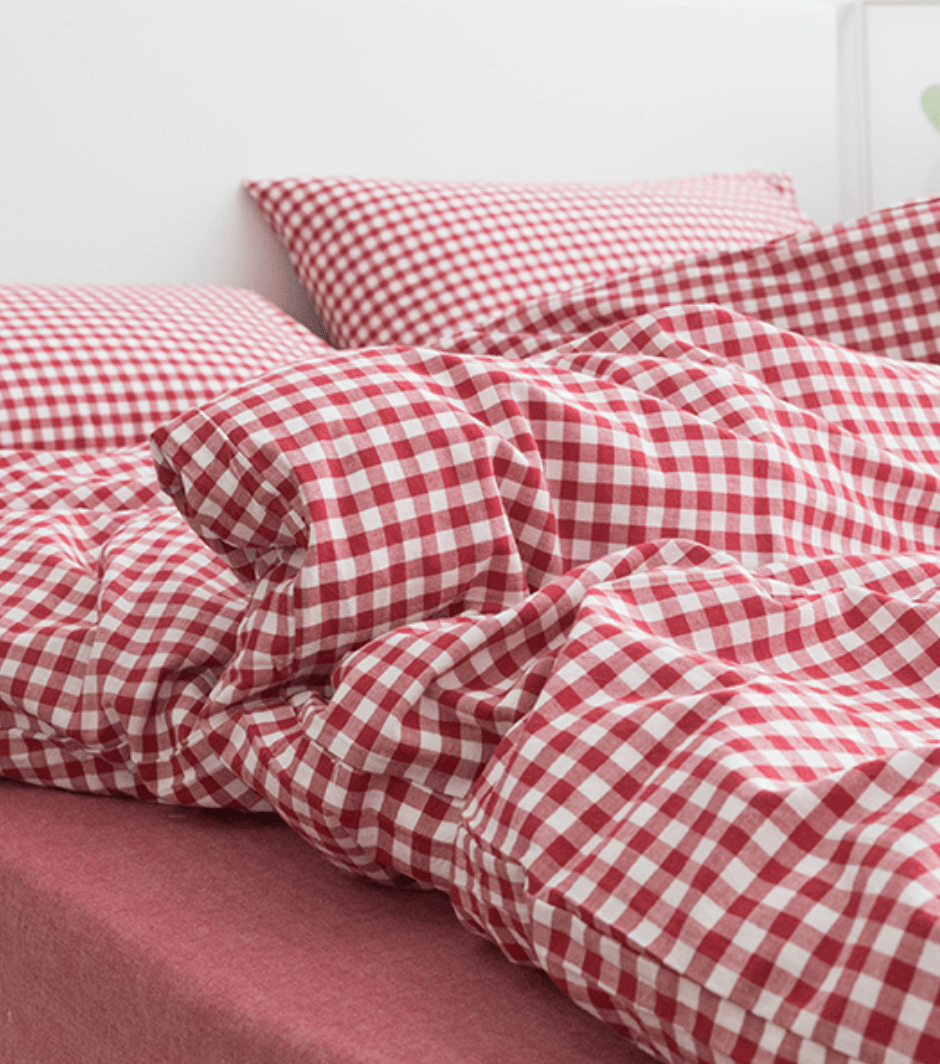 Gingham Bedding Set / Pink