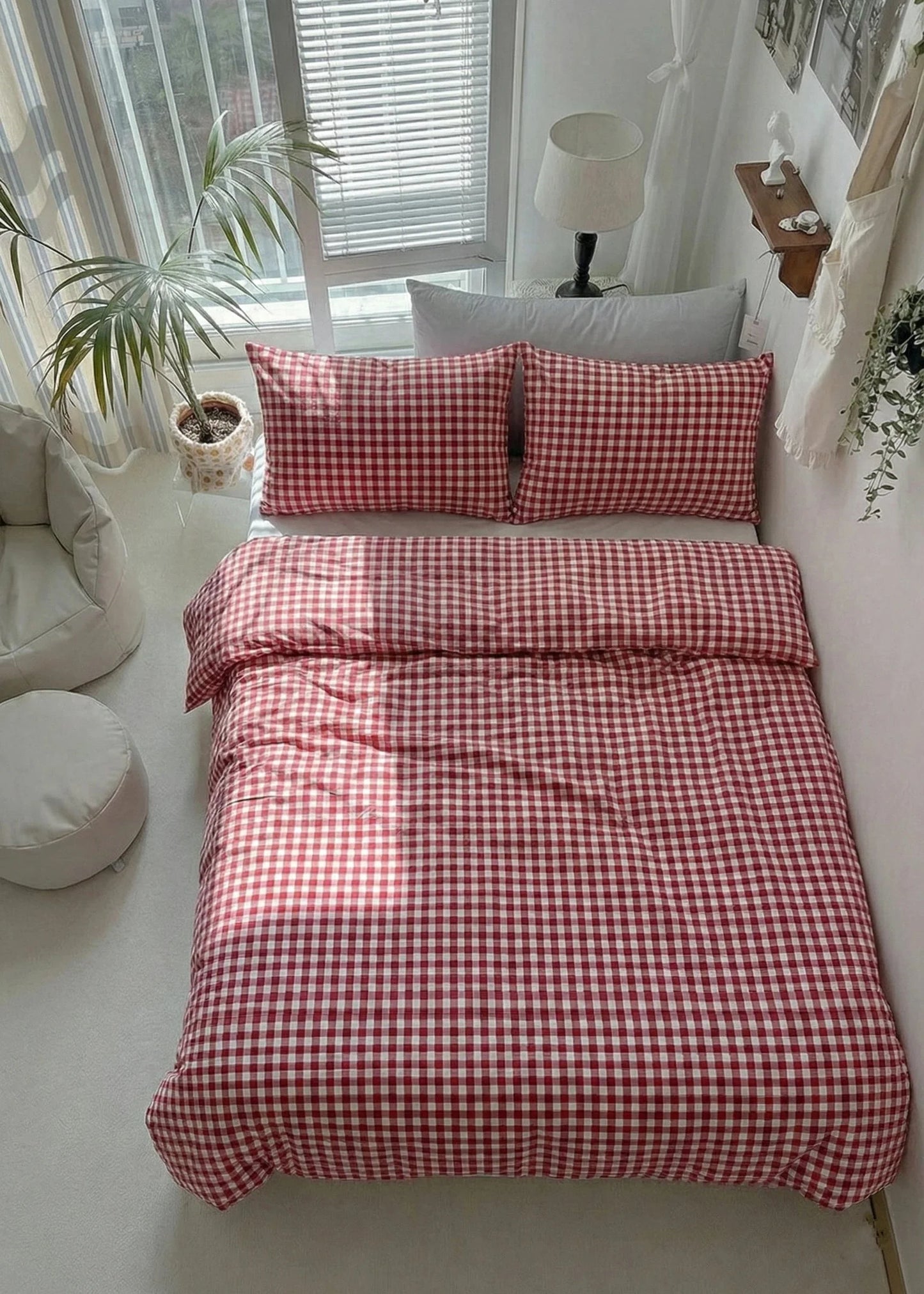Gingham Bedding Set / Red