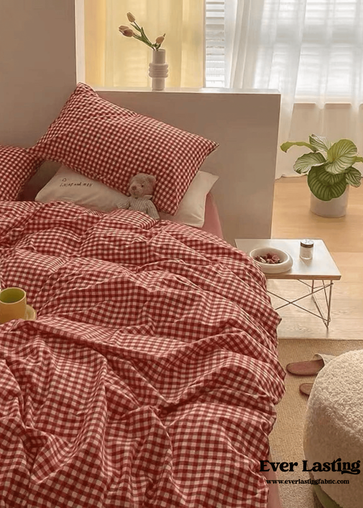 Gingham Bedding Set / Red