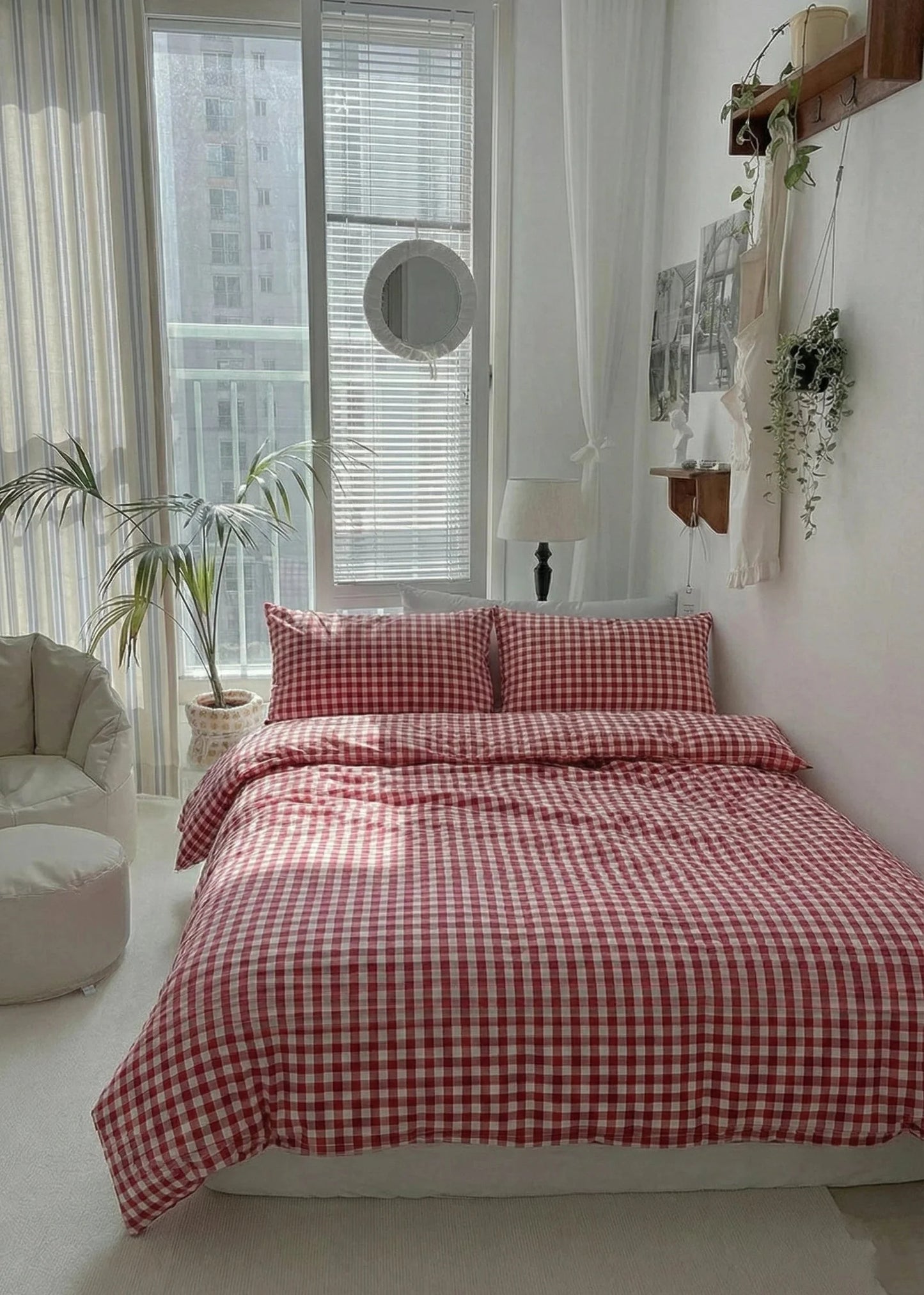 Gingham Bedding Set / Red