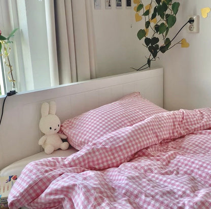 Gingham Bedding Set / Red