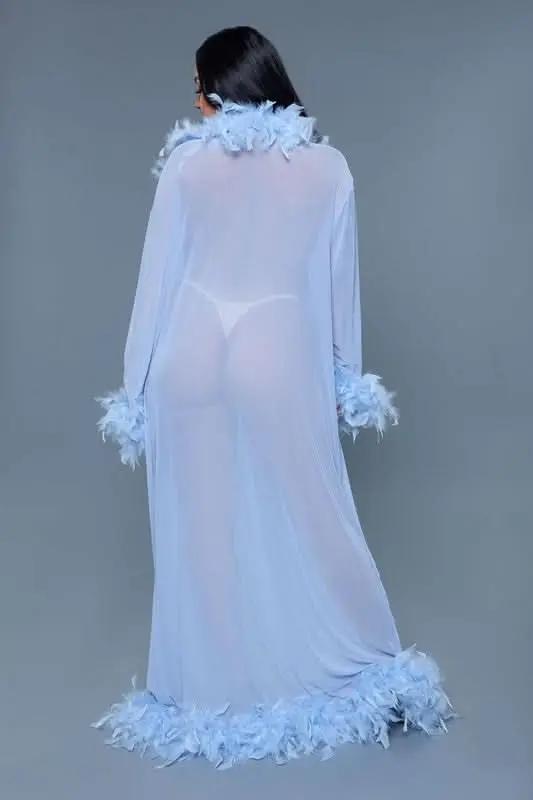 T-Shirts Premium BE WICKED Glamour Boa Feather Trim Robe, Black, One Size - Luxurious Sleepwear